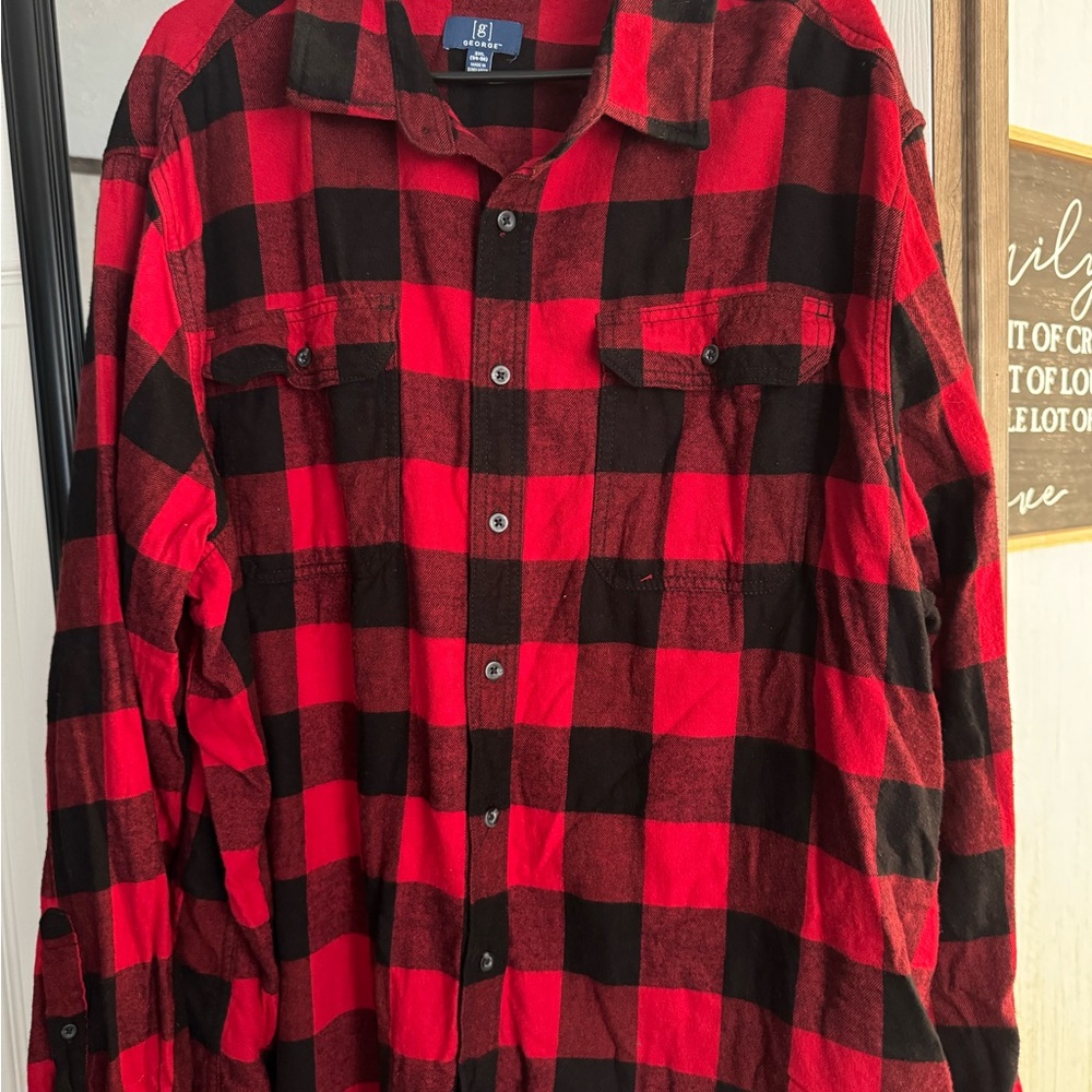 George Red and Black Checkered Men's Shirt